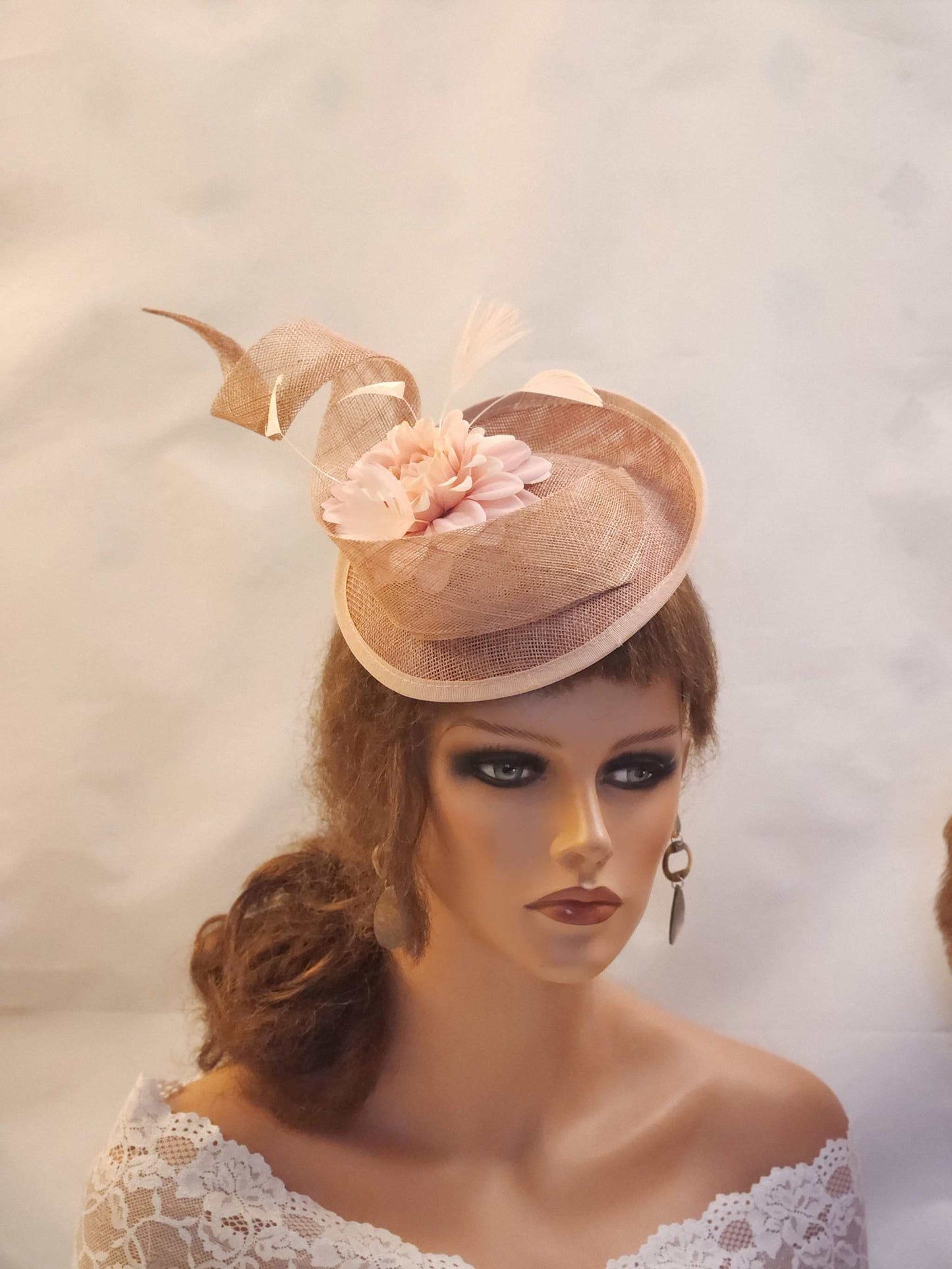 Dusty Peachy Pink Hat Goodwood,Kentucky derby hat, Cocktail Hat, ASCOT HAT ,Prom Hat Fascinator