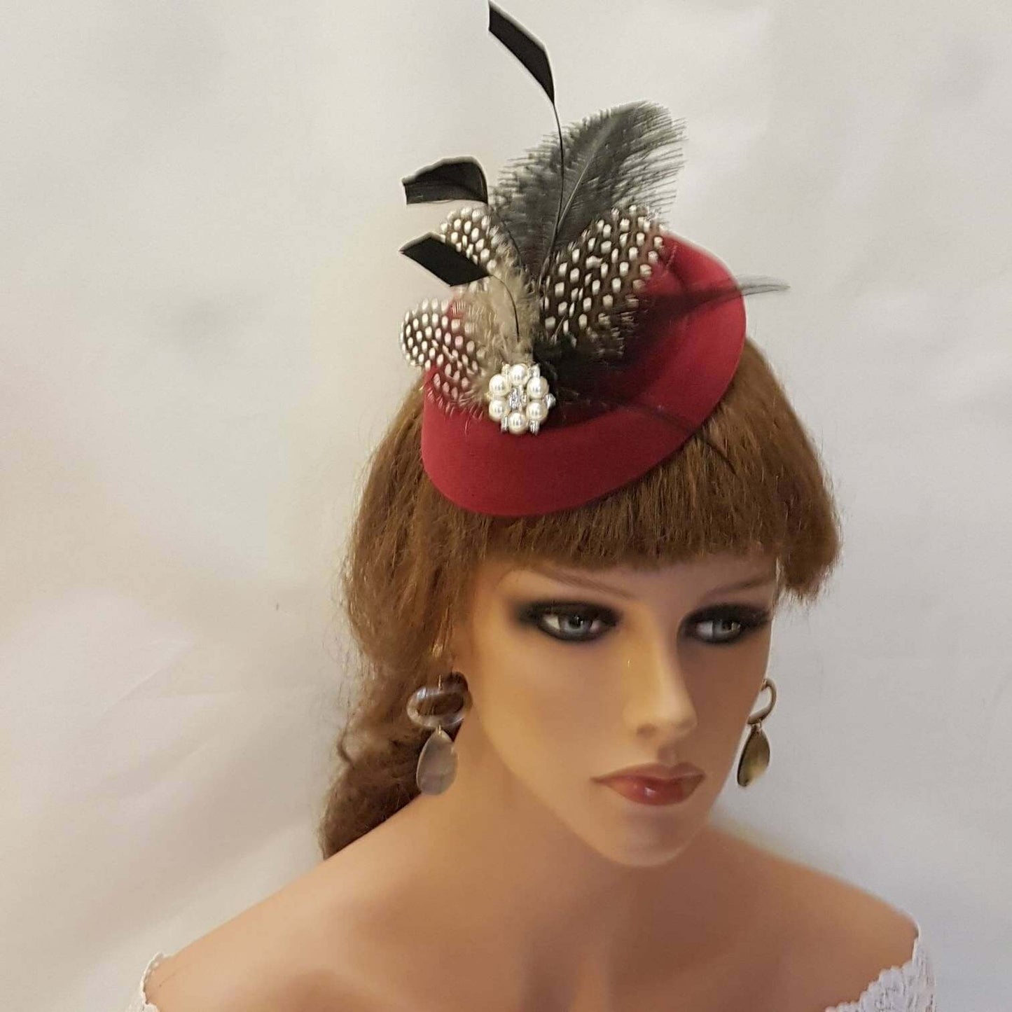 FASCINATOR MARRONE ANNI '40/'50 Cappello marrone/rosso vino Cappello da cerimonia Ascot Matrimonio Tea Party Fascinator Gara Cocktail Festa delle donne Hatinator