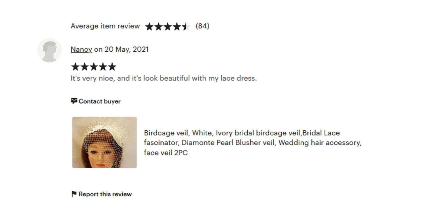 Bridal birdcage veil fascinator in ivory with lace details and pearls, worn by a model with red hair.