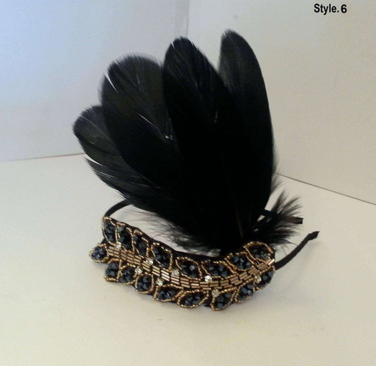 Great Gatsby Headband Black and Gold Vintage 1920s Flapper Headpiece Gatsby Headband Crystal Beaded . Aliceband 1920's-40's sparkly headband