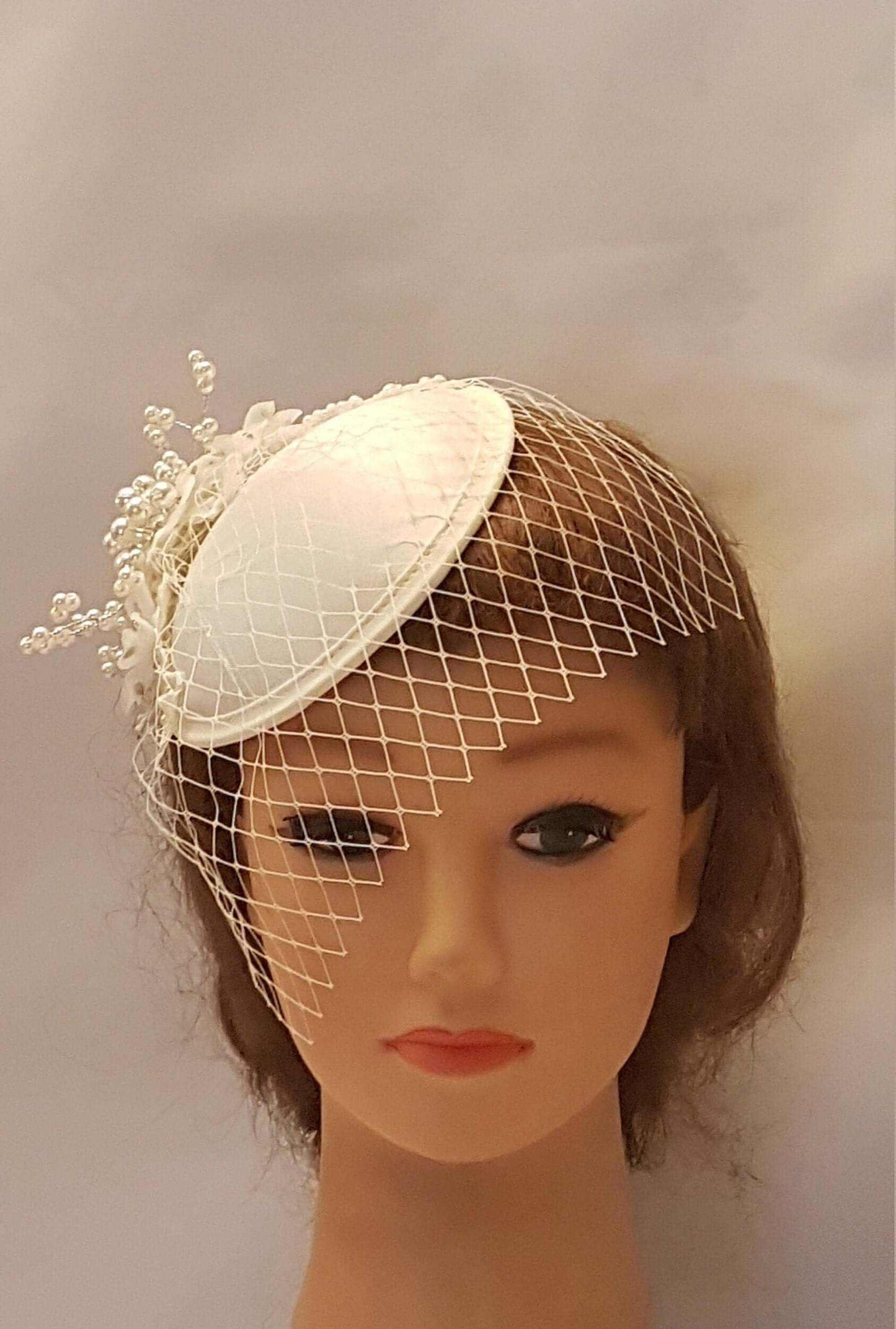 Bridal Birdcage veil hat fascinator wedding headpiece hat fascinator White, Ivory