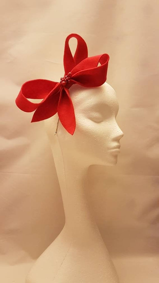 Fascinator Red Felt fascinator Red Blue Purple #fascinator Headband Wedding Cocktail party Church special occasion fascinator Custom colour
