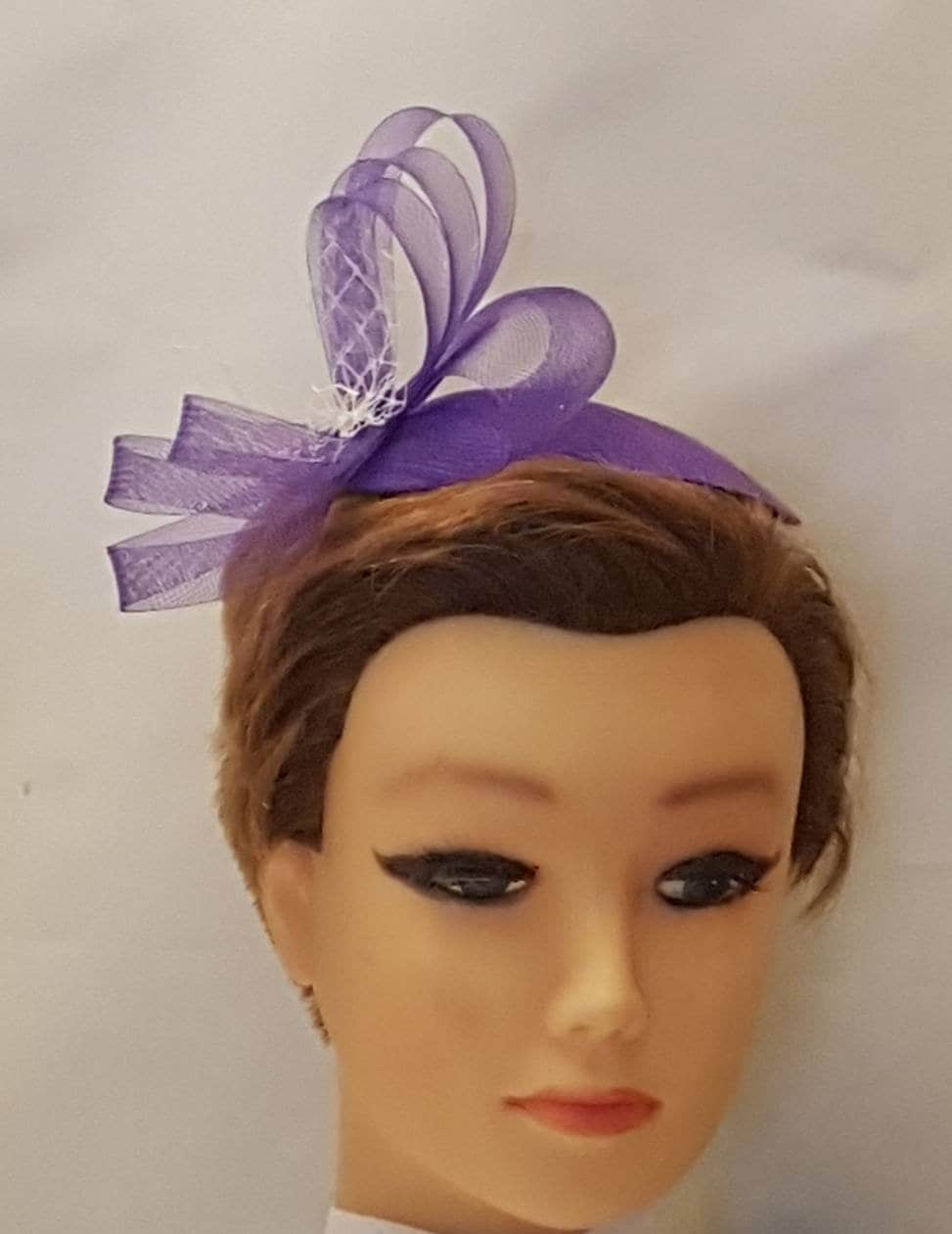 PURPLE FASCINATOR, Tear drop Hat fascinator # Purple hat fascinator