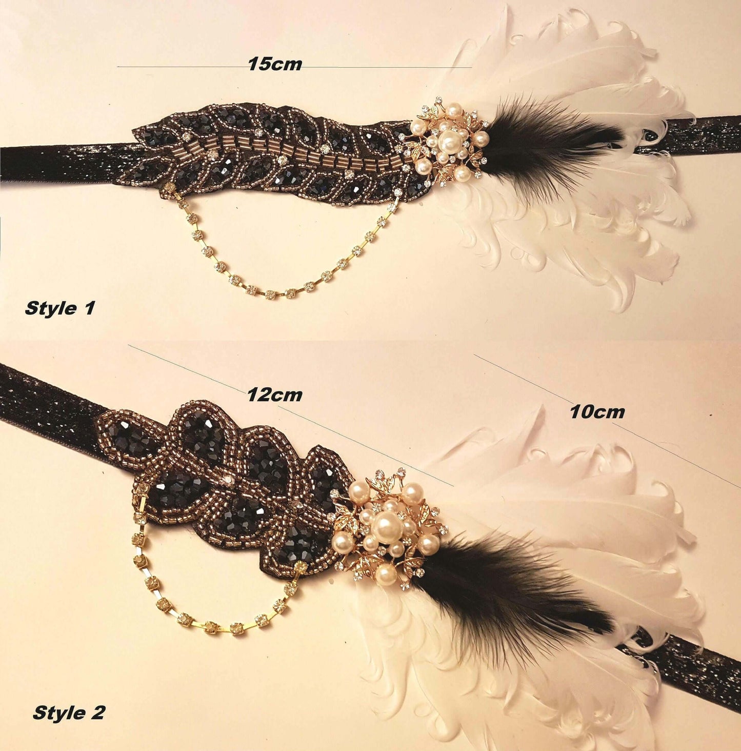 Crystal Bead Great Gatsby Headband, Vintage 1920s-40s sparkly headband,