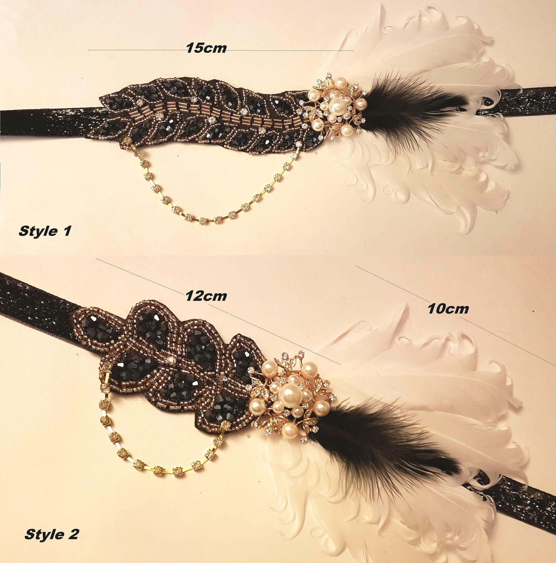 Crystal Bead Great Gatsby Headband, Vintage 1920s-40s sparkly headband,