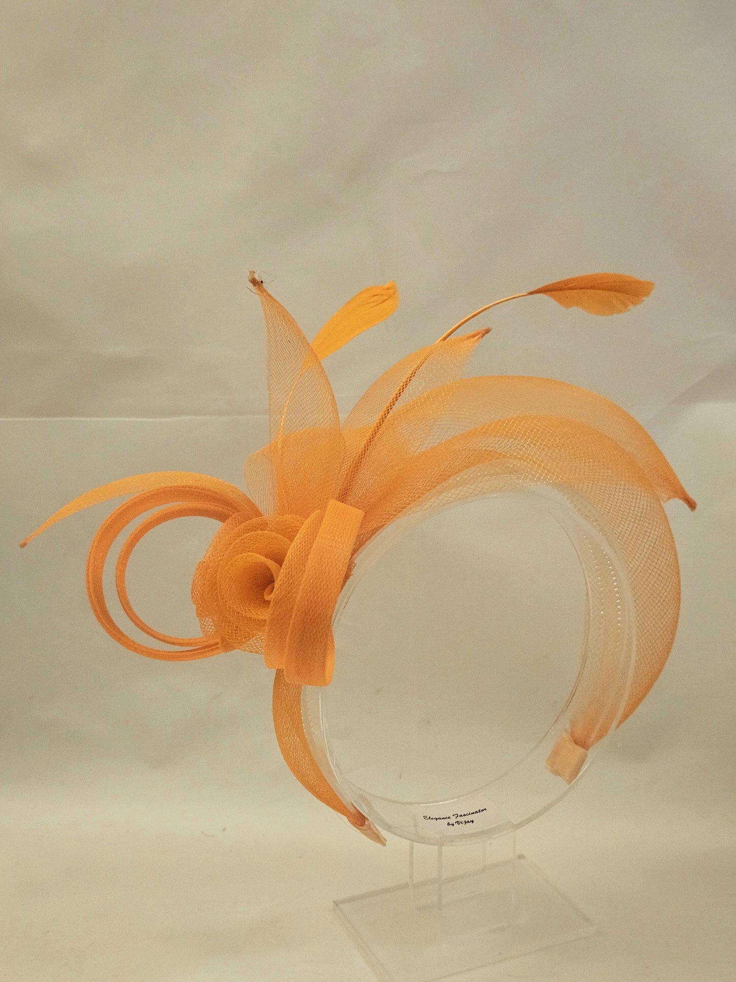 Orange and Navy Headband Fascinator for Special occasion. Wedding Mother of Bride Headpiece