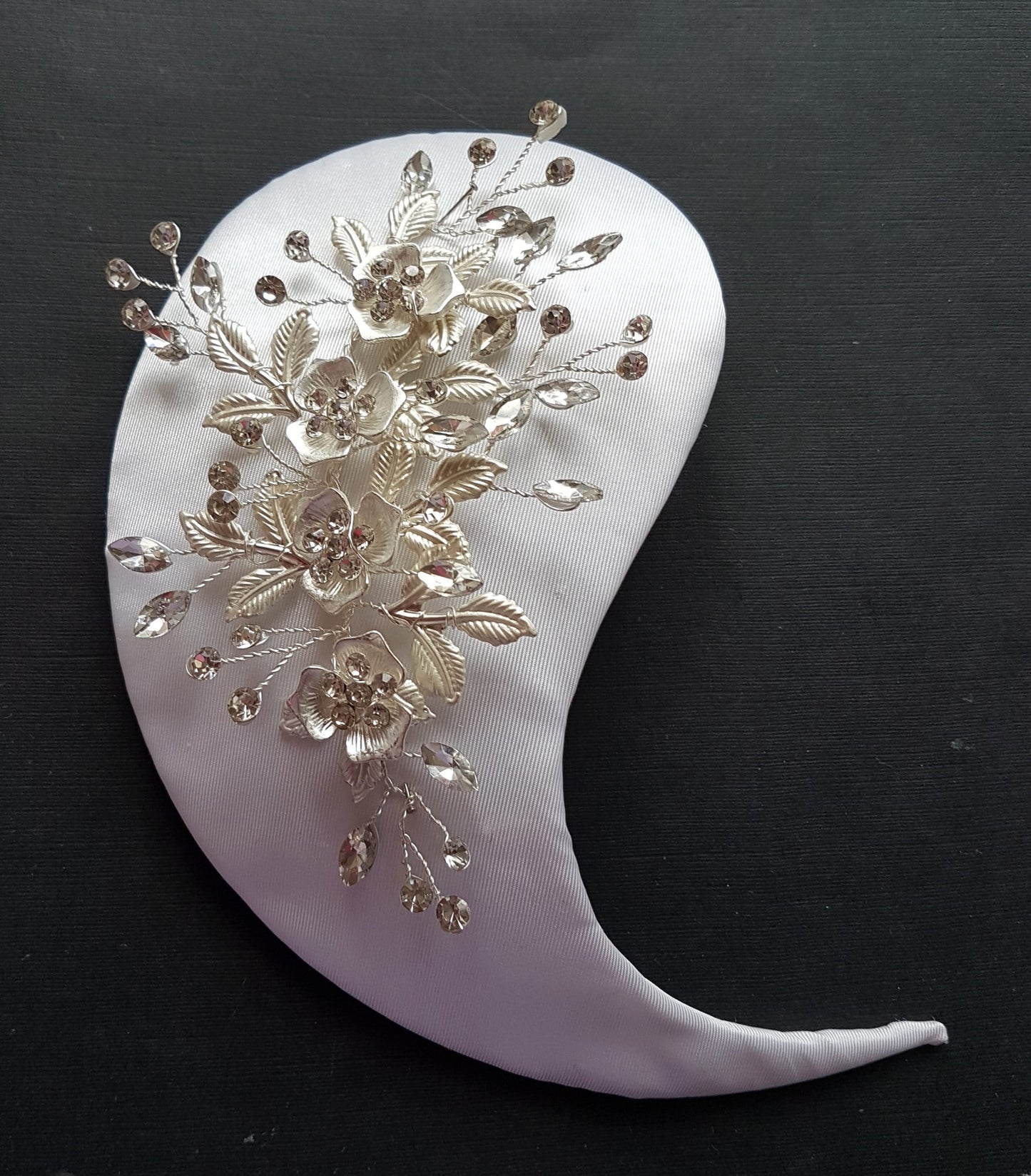Bridal birdcage veil hat fascinator with crystals and pearls