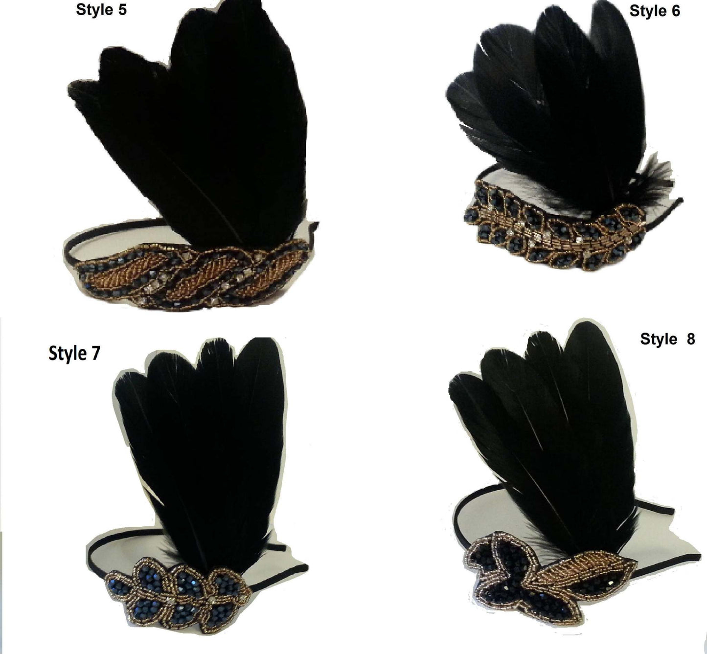 Great Gatsby Headband Black and Gold Vintage 1920s Flapper Headpiece Gatsby Headband Crystal Beaded . Aliceband 1920's-40's sparkly headband