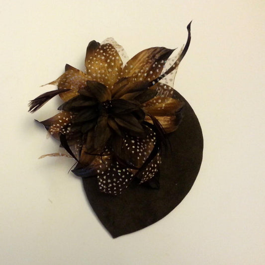 Fascinator Brown hat fascinator #Brown Small Teardrop Suved Velvet hat Brown floral Ascot Wedding Race Cocktail Party Church hat fascinator