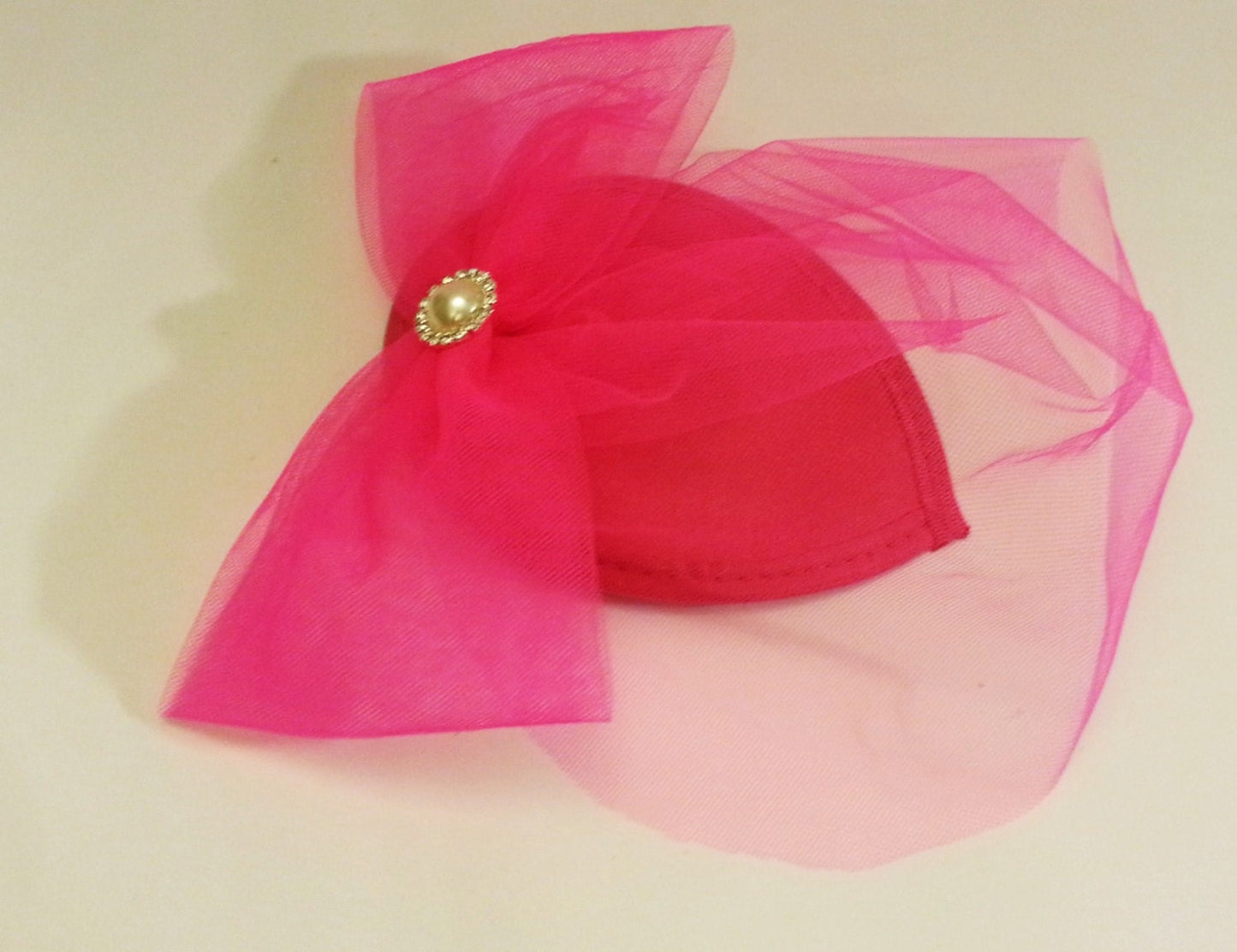 Hat Fascinator 1940s-50s Veil Hat #HOT PINK Teardrop hat birdcage Fascinator.mini birdcage veil hat fascinator pink Tulle veil hat wedding