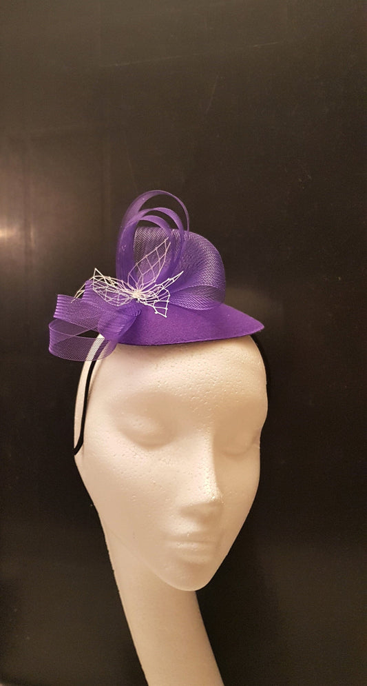 PURPLE FASCINATOR, Tear drop Hat fascinator # Purple hat fascinator