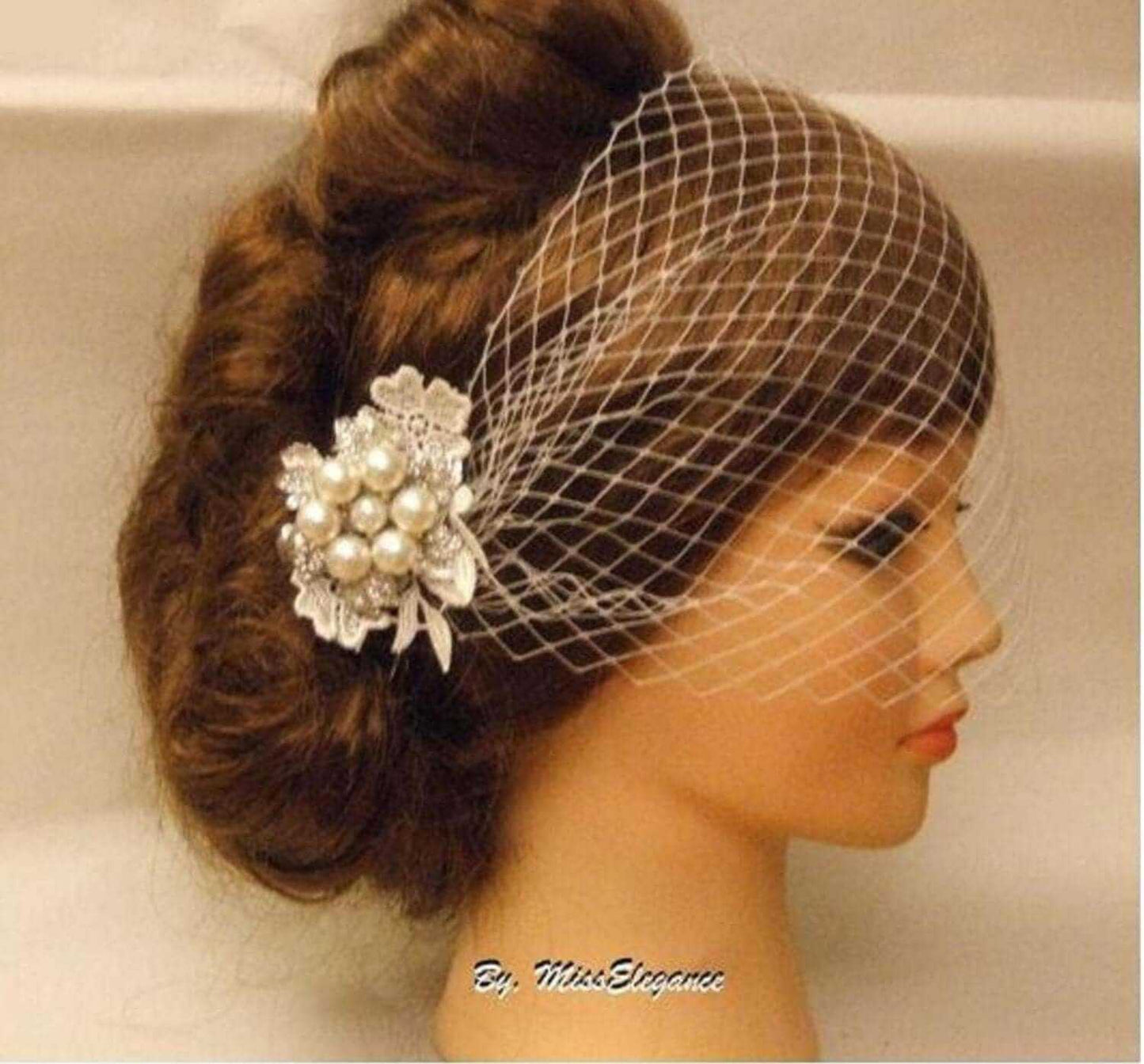 Birdcage Veil Bridal Blusher 1920s Boho Gatsby Wedding fascinator
