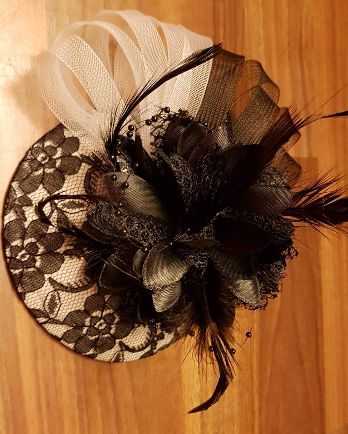 Hat Fascinator,Wedding hat Cocktail hat, Race Wedding,Church Goodwood revival,Prom Hat fascinator #Black & White feather hat fascinator
