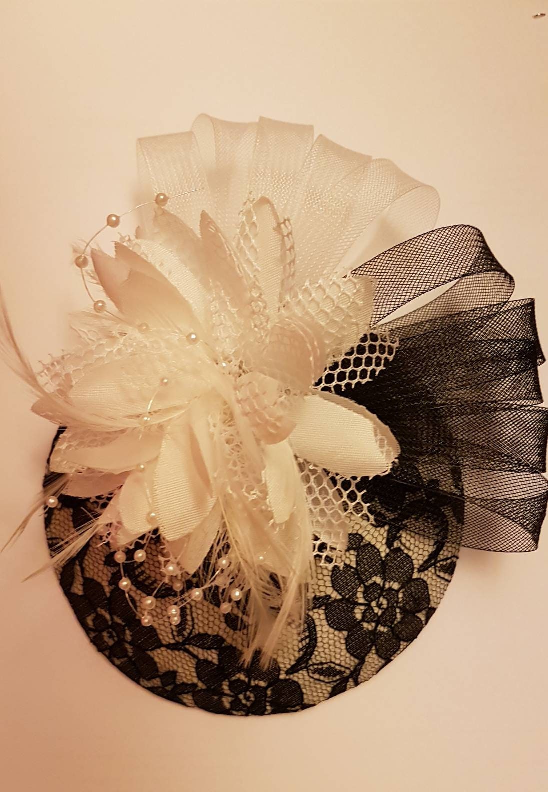 Hat Fascinator,Wedding hat Cocktail hat, Race Wedding,Church Goodwood revival,Prom Hat fascinator #Black & White feather hat fascinator