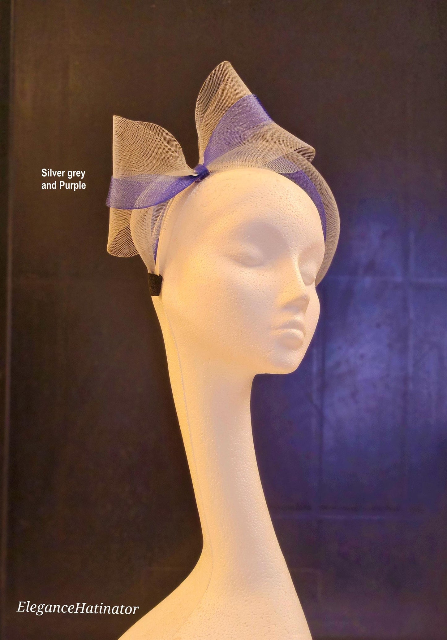 GREY & NAVY Bow Headband fascinator Church Ascot Wedding Guest Cocktail TeaParty fascinator Wedding Guest Wedding Guest Headwear, hatinator
