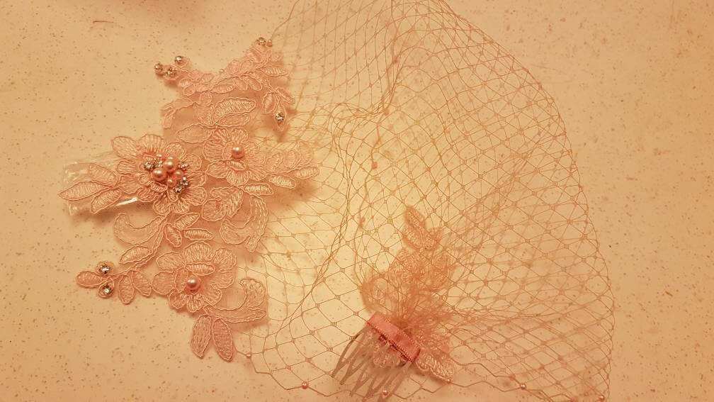 Bridal birdcage veil Blusher veil
