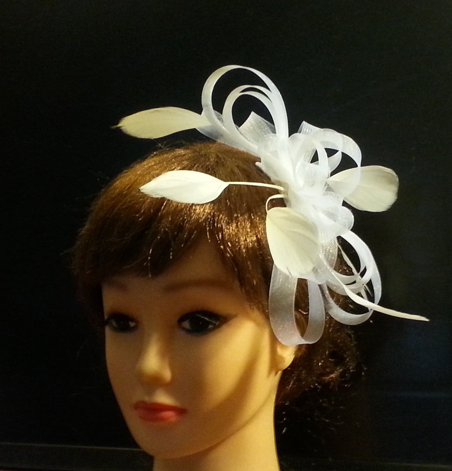 Fascinator Headband,White,Ivory,Champagne,Deep blue,Black,Red,Brown Feather fascinator Headband Wedding, Bridesmaid,Cocktail,Ascot Headband