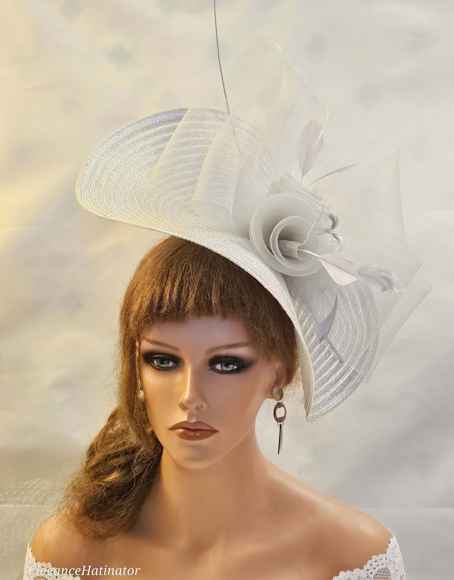 Silver Grey Mother of the Bride/Groom Facinator Ascot ,Races Wedding hat - EleganceFascinator