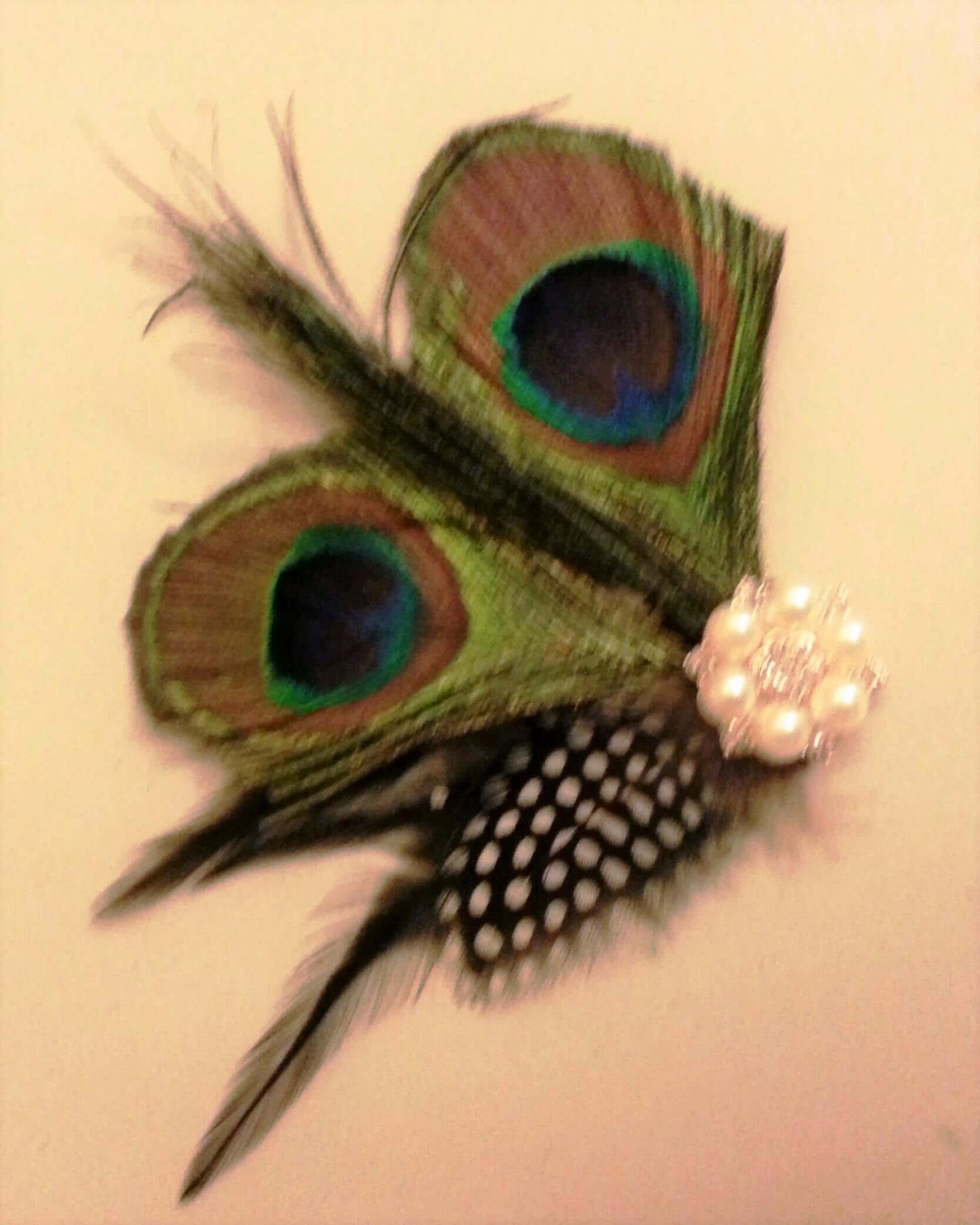 Fascinator con piume di pavone anni '20, spilla di perle di cristallo scintillanti, fermaglio per capelli blu-verde #Gatsby, fermaglio per fascinator da damigella d'onore