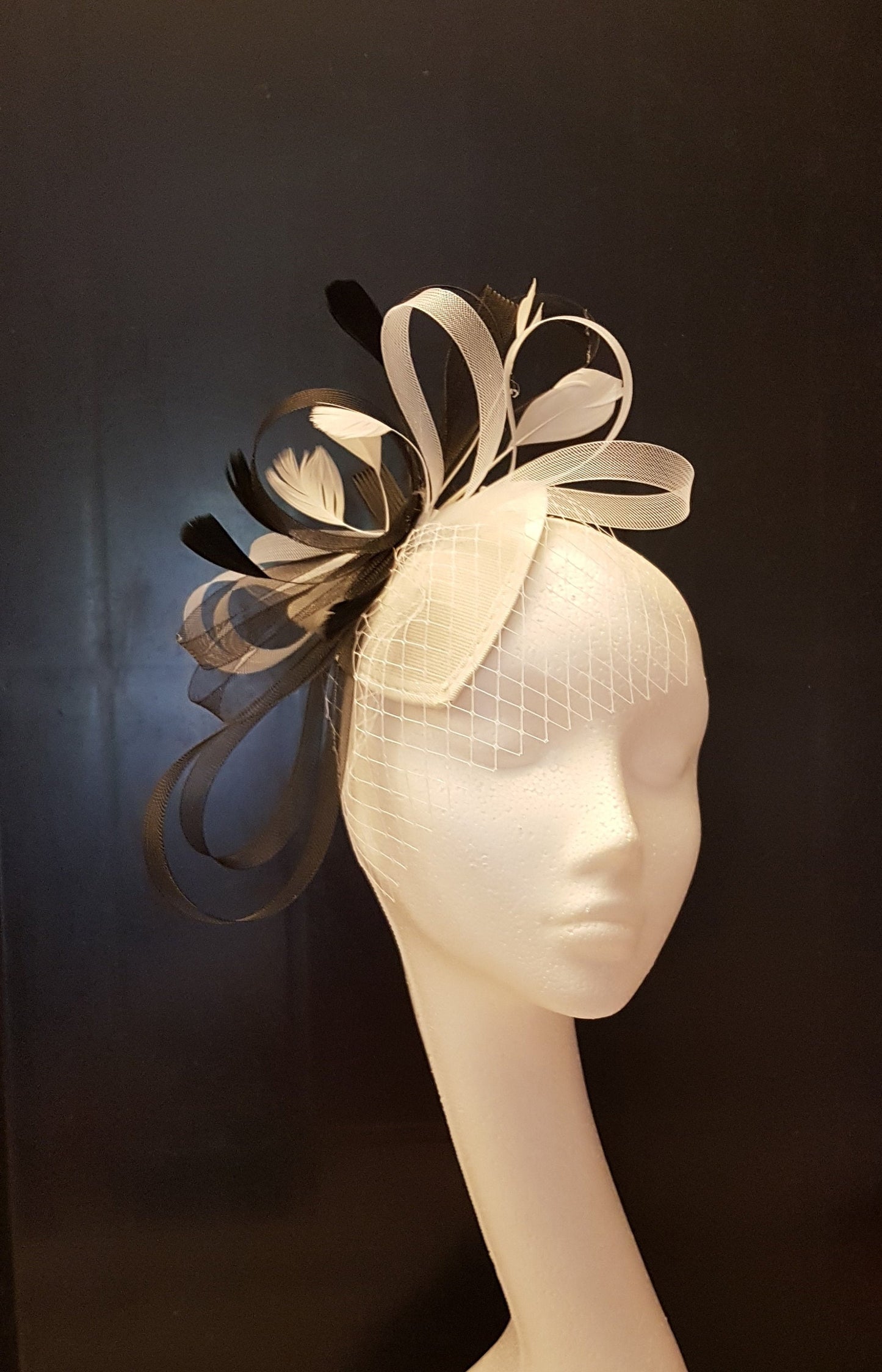 Fascinator hat Black and white Teardrop Hat fascinator #Red,Brown,Blue,Purple,Tan Ascot hat Fascinator Wedding Race,Cocktail fascinator