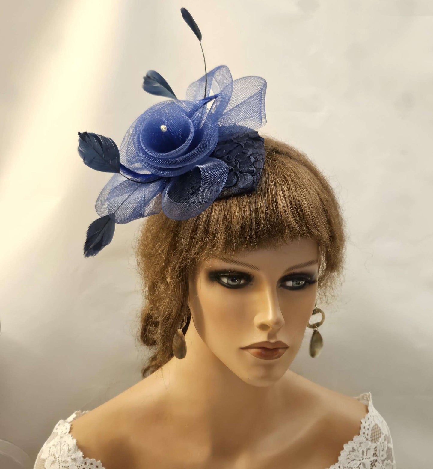 Hat Fascinator 1940s-50s Hat #NAVY BLUE Teardrop hat Fascinator Wedding Cocktail hat Prom hat hairpiece Navy fascinator headband