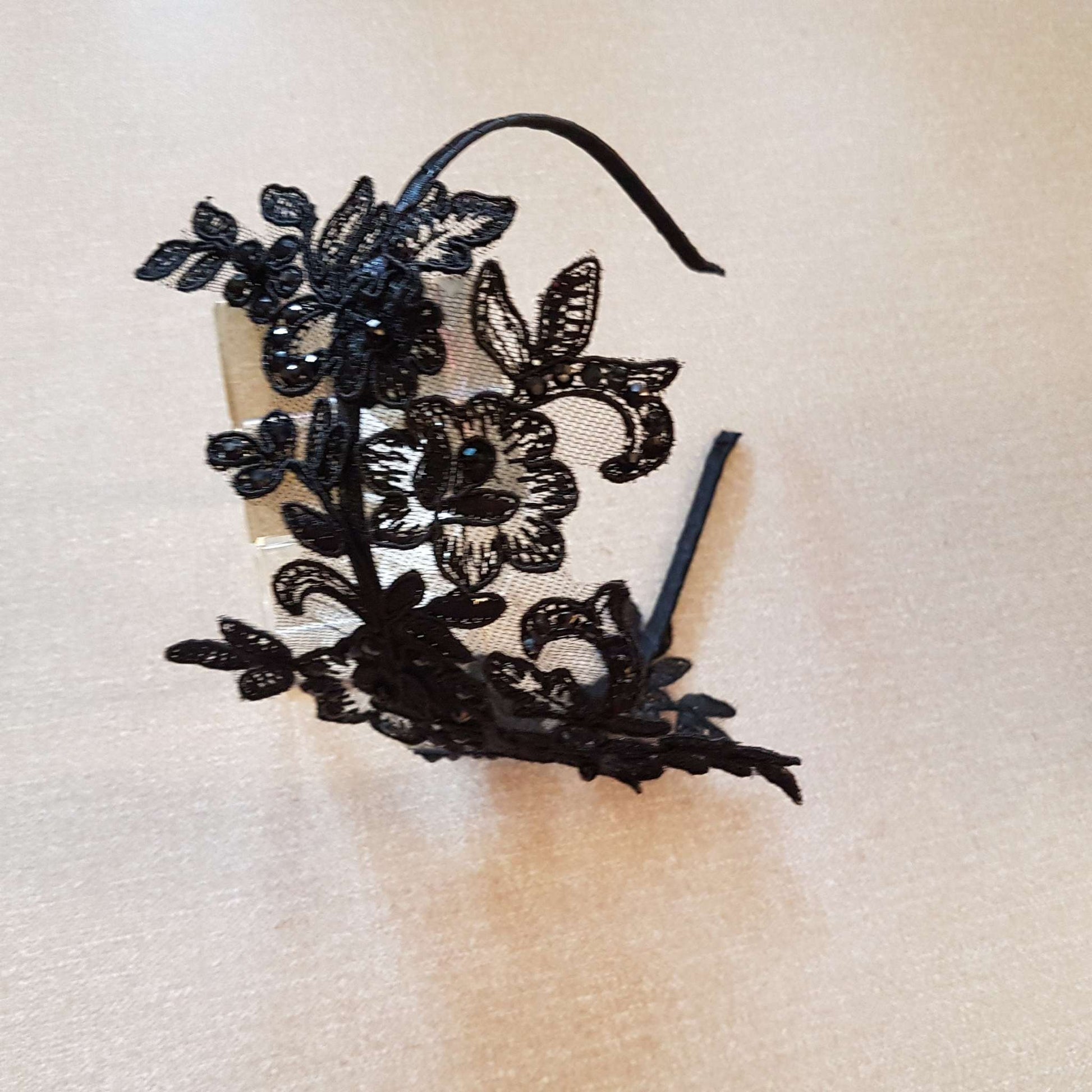 BLACK Headband Vintage Lace Headband /Aliceband Fascinator Party,Wedding,Womens headband Red Headband