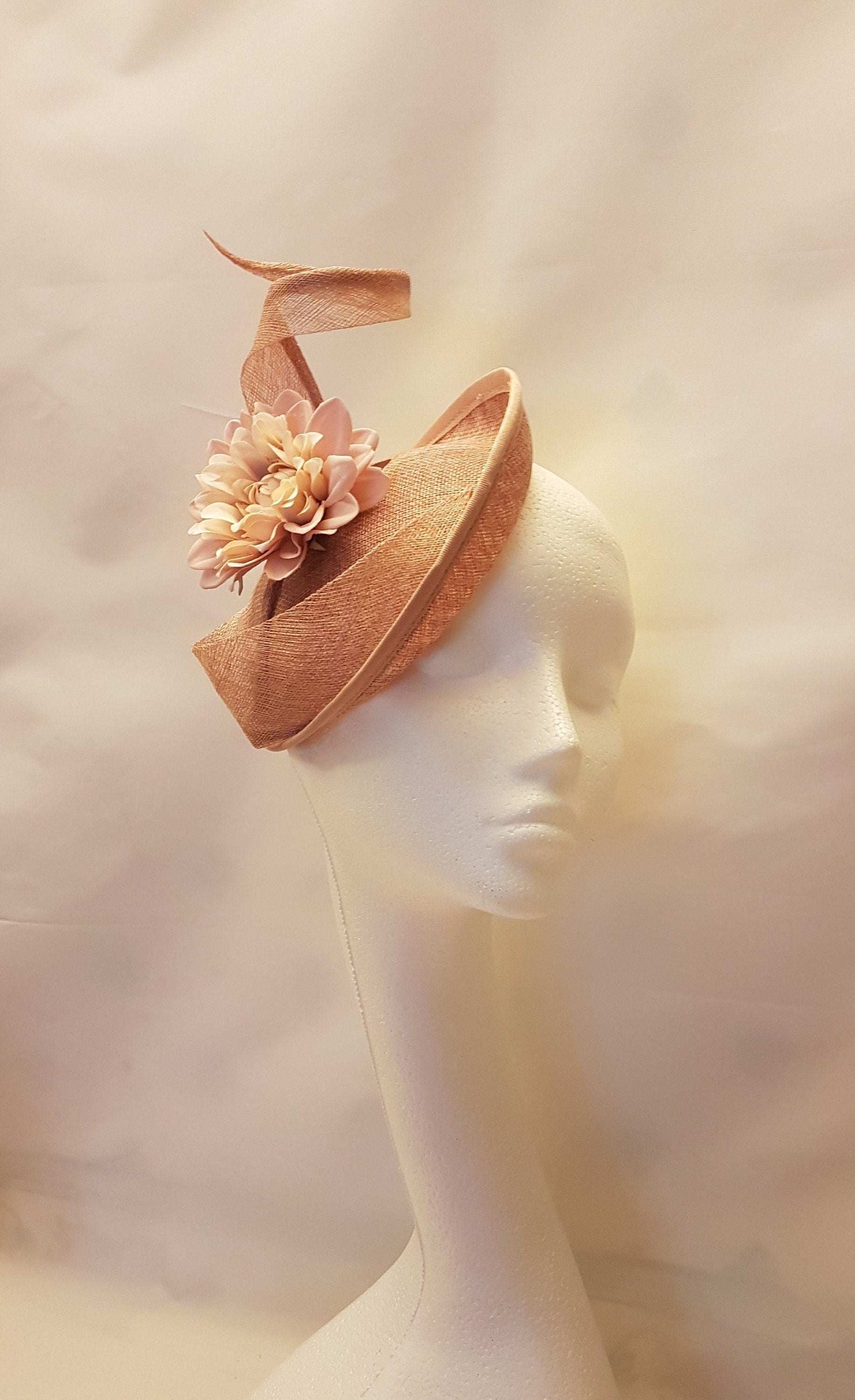 Dusty Peachy Pink Hat for ASCOT ,Prom , Cocktail, Tea party & Wedding