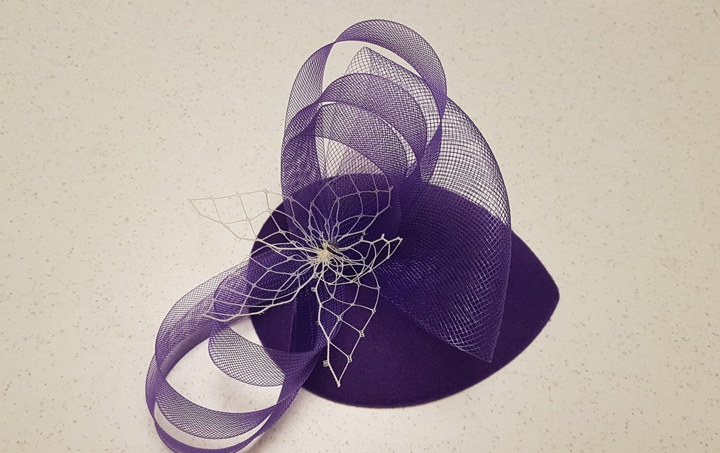 PURPLE FASCINATOR, Tear drop Hat fascinator # Purple hat fascinator
