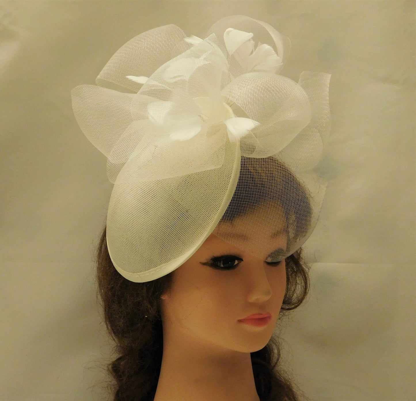 Ivory Hat fascinator #Ivory Wedding,Ascot hat fascinator,Cocktail,Christening Church Kentucky derby hat Feather fascinator Bridal fascinator