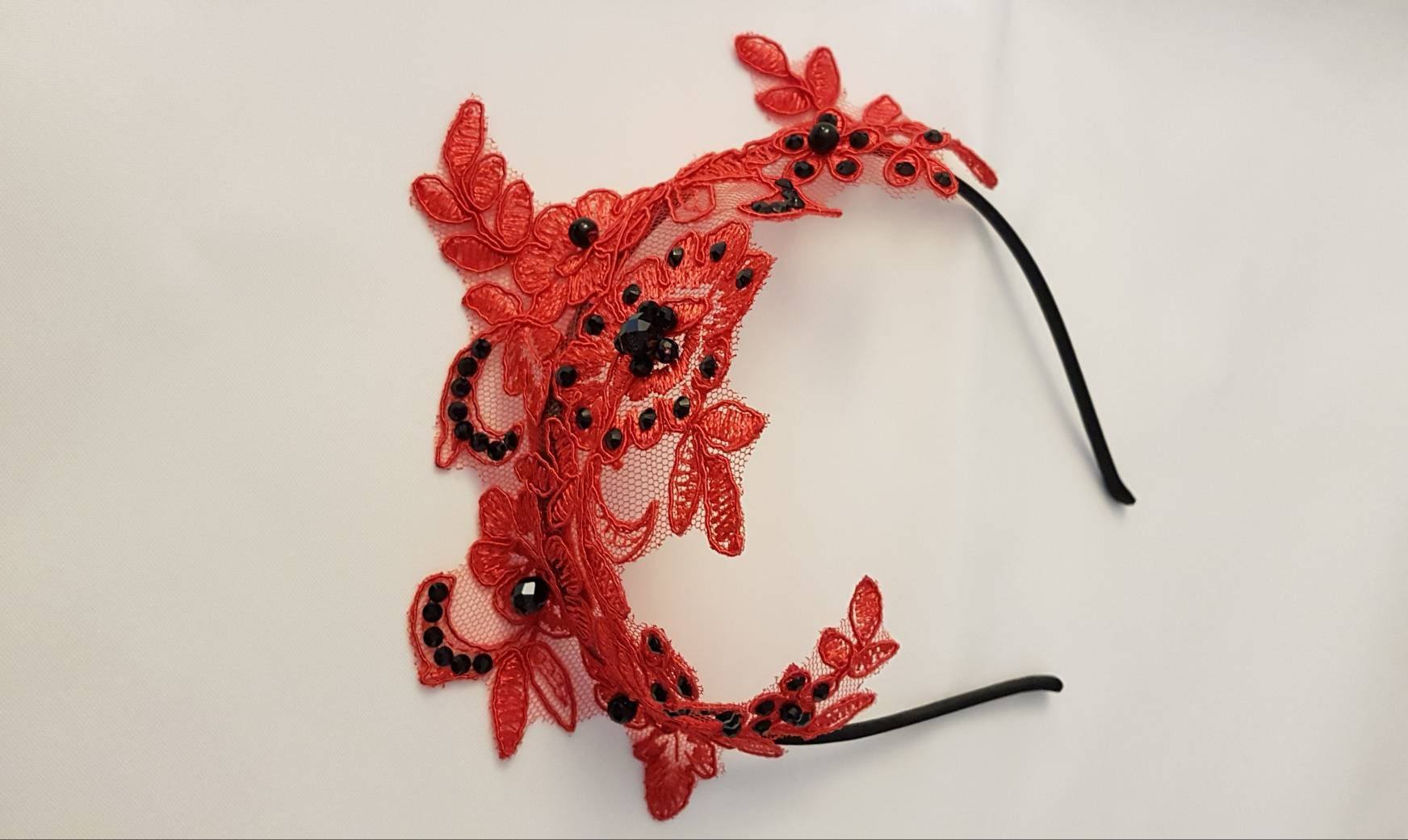 Red HeadbandParty,Wedding,Womens headband Red Headband,Black,Blue, Silver,Pink Lace bead Headband