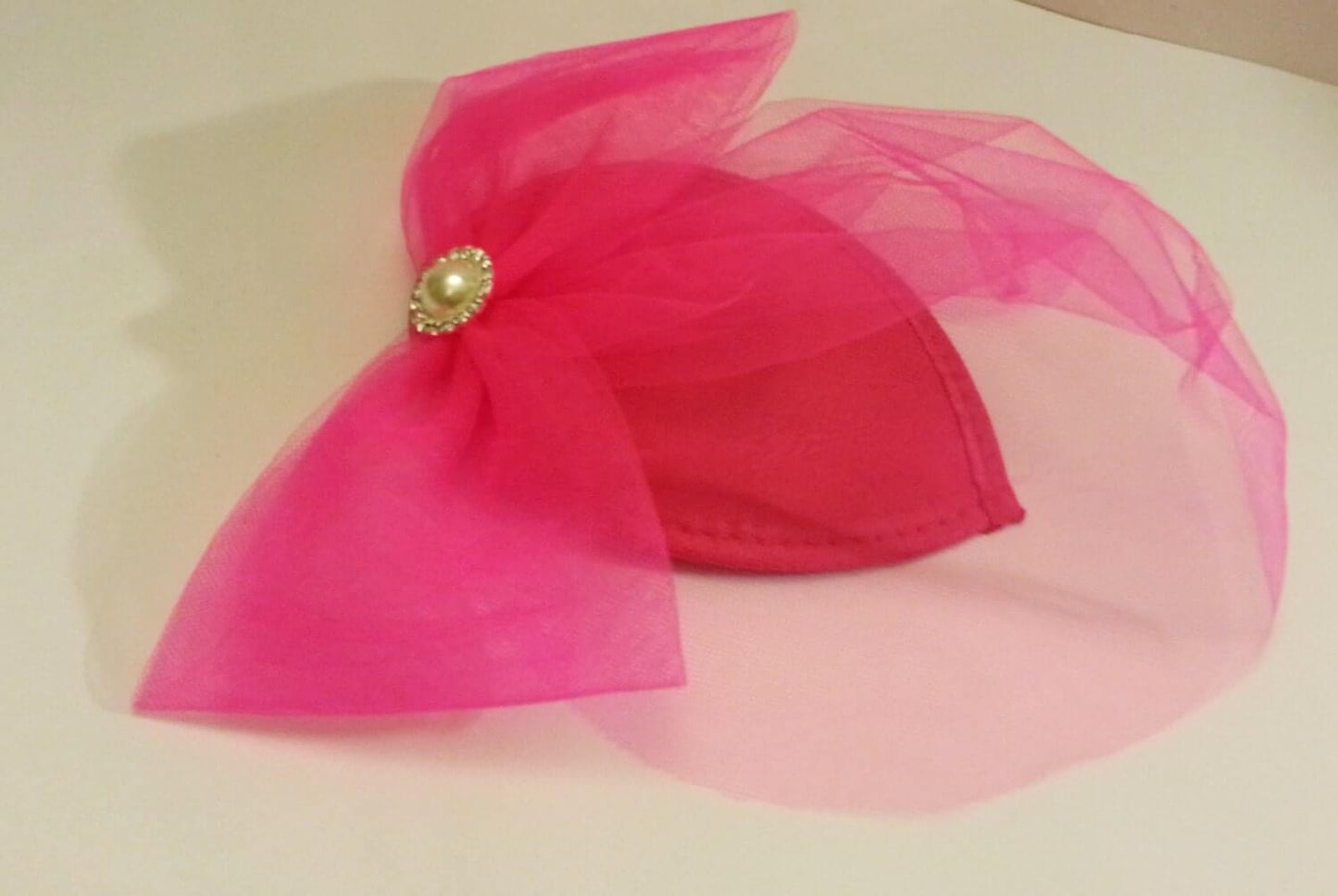 Hat Fascinator 1940s-50s Veil Hat #HOT PINK Teardrop hat birdcage Fascinator.mini birdcage veil hat fascinator pink Tulle veil hat wedding