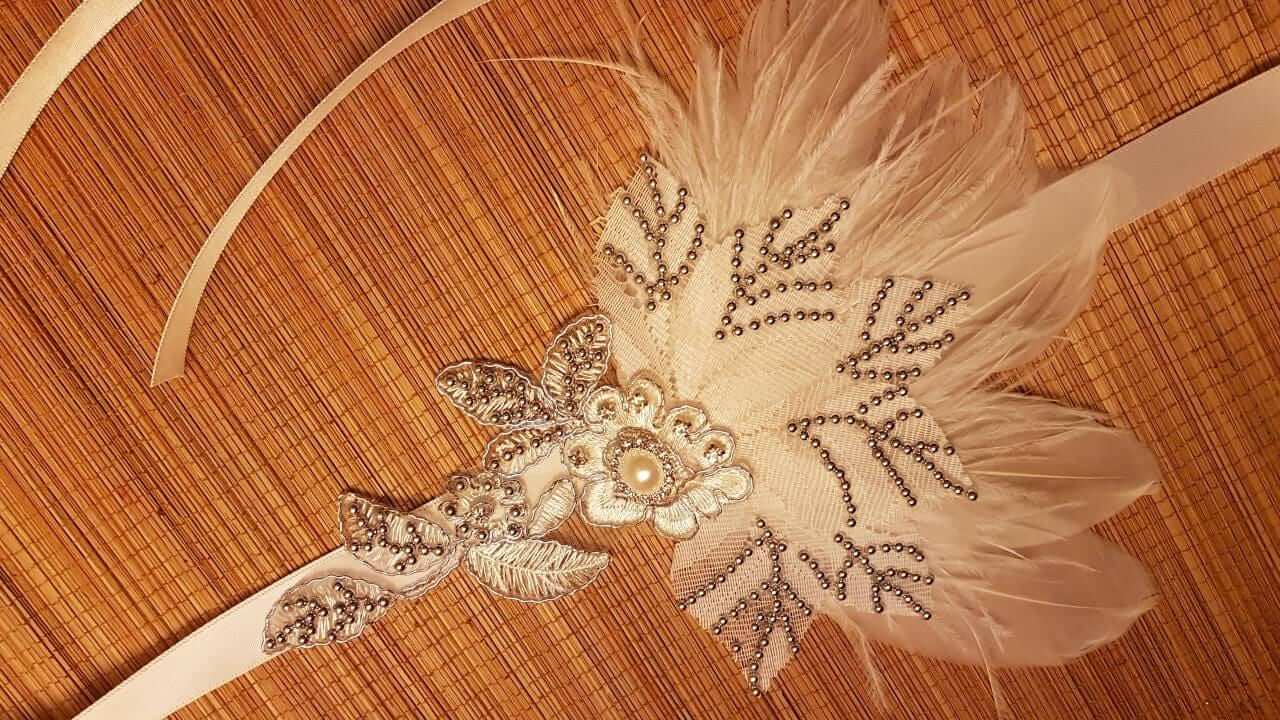 Gatsby Headband, 1920s Flapper Headpiece, Bridal wedding fascinator, Crystal Beaded Gatsby Feather Headband, 1920s 40s sparkly boho headband