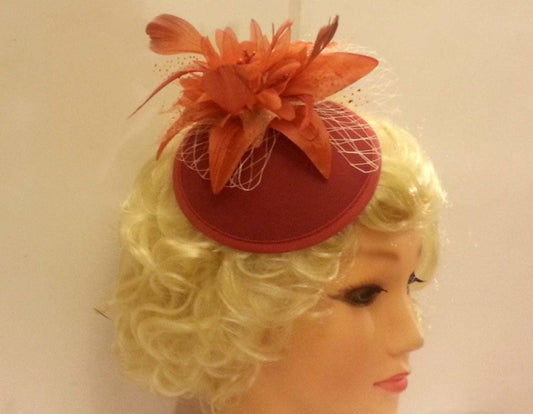 Terracotta Rusty Fascinator Race Cocktail,Ascot,Cocktail hat