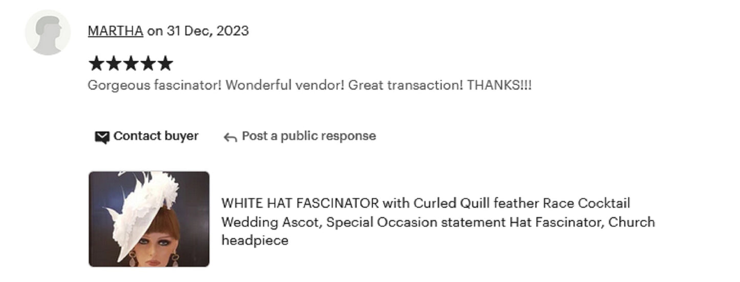 WHITE HAT FASCINATOR Feather Flower Large teardrop hat Race Cocktail Wedding Ascot Party Hat Fascinator Mother of bride/Groom hatinator