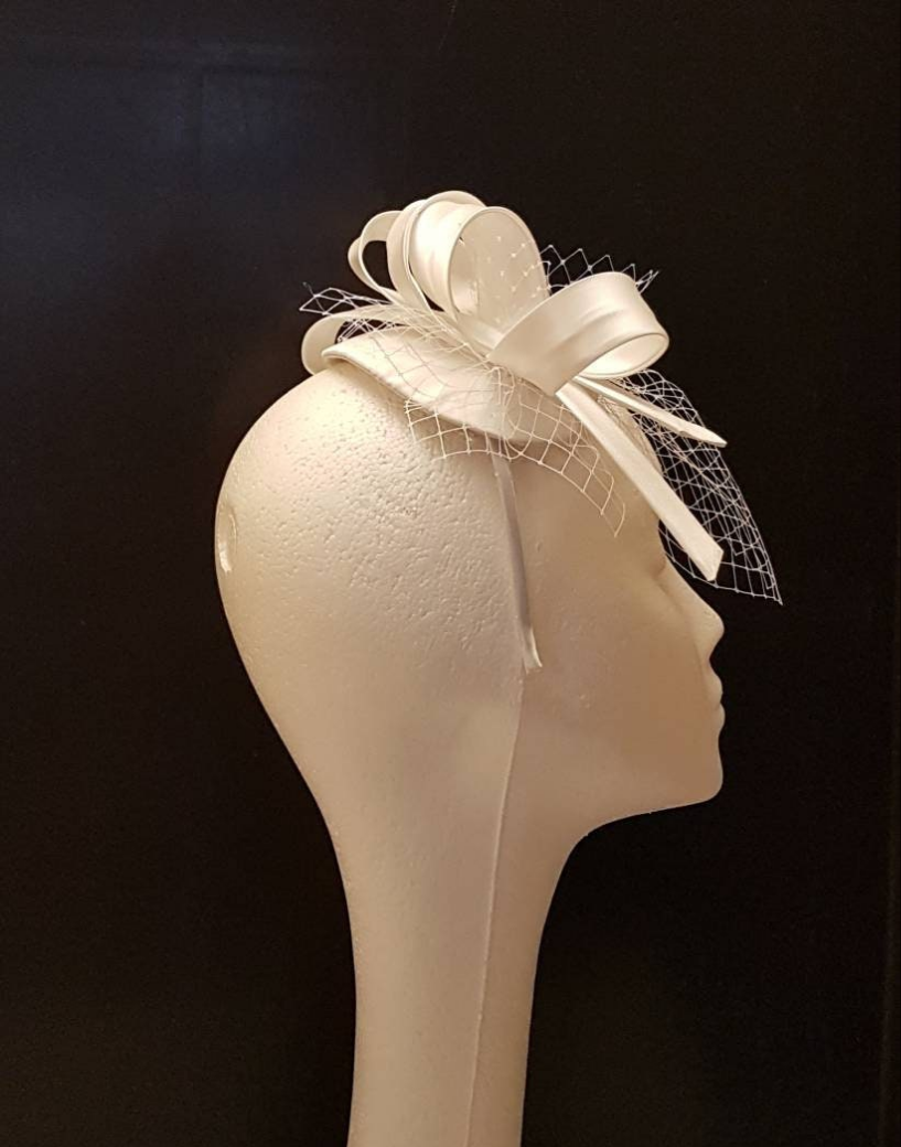 Bridal birdcage veil fascinator White, Ivory