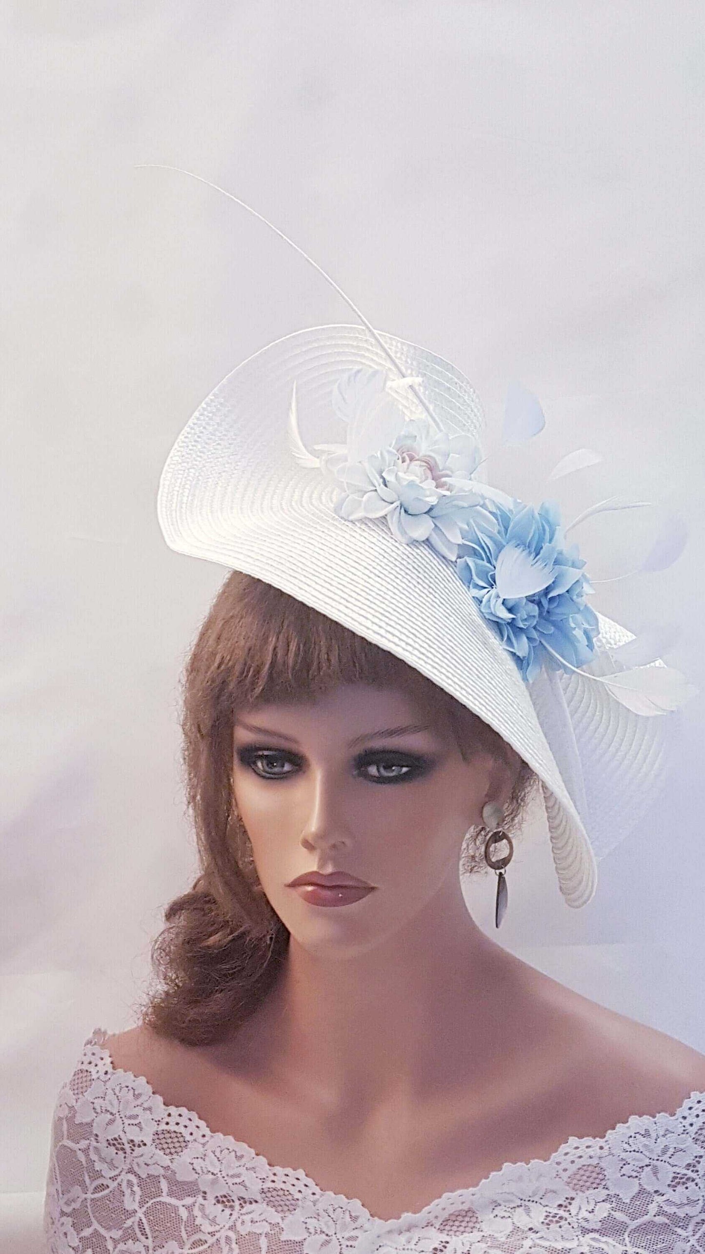 White & Blue Wedding fascinator . mother of the bride hat fascinator