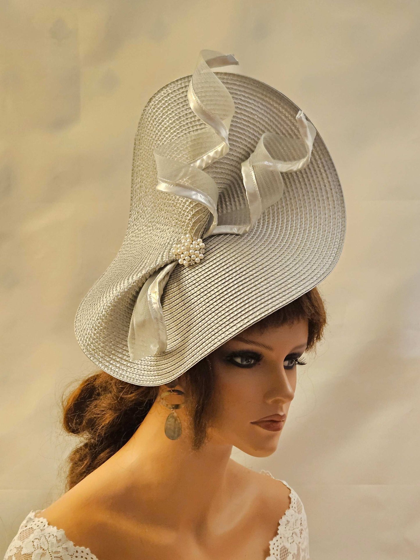 Silver Grey Fascinators & Hats for Wedding Fascinator Races, & Special occasions