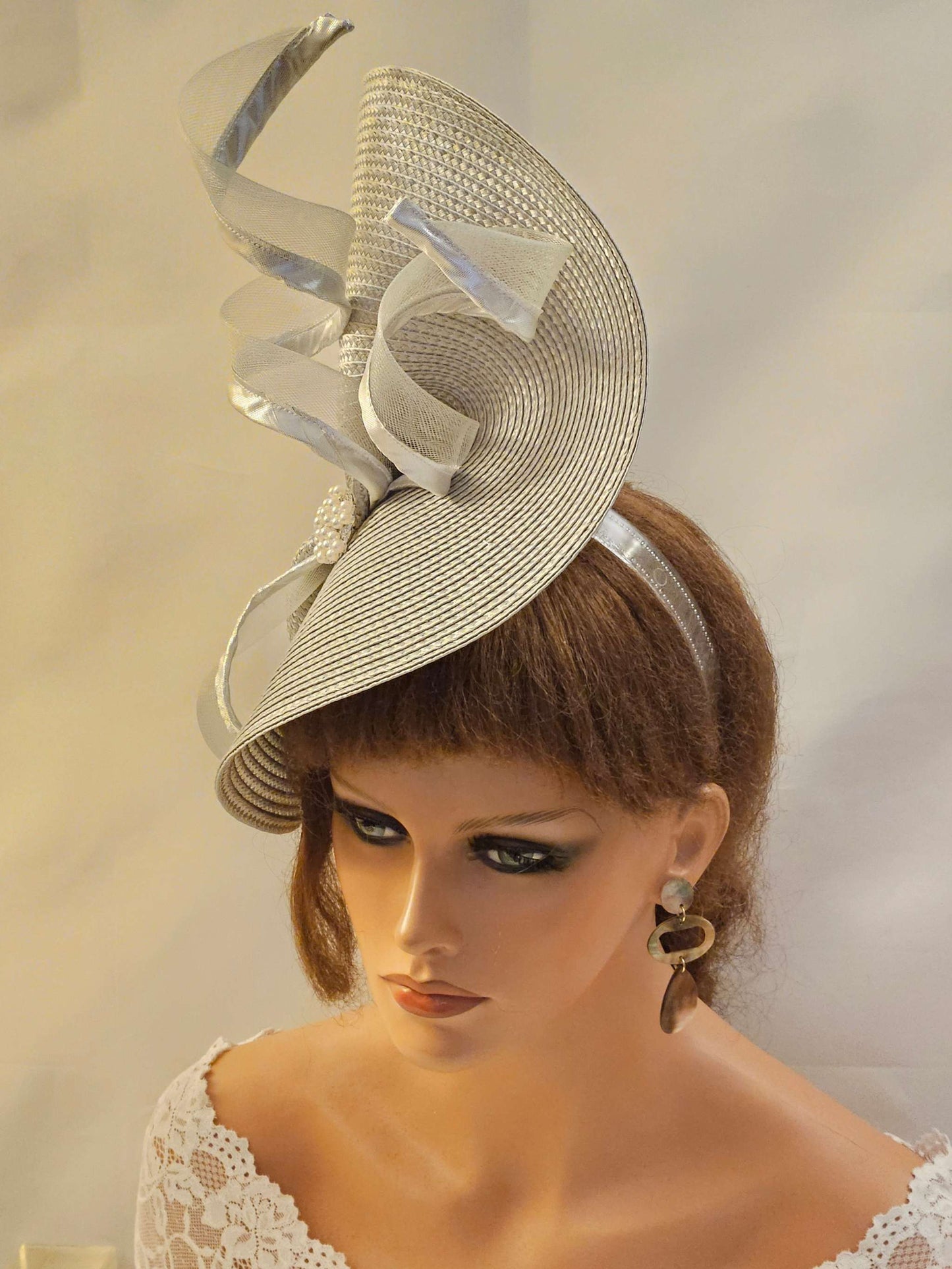 Silver Grey Wedding Fascinator & Hats for Weddings, Races, & Special occasions