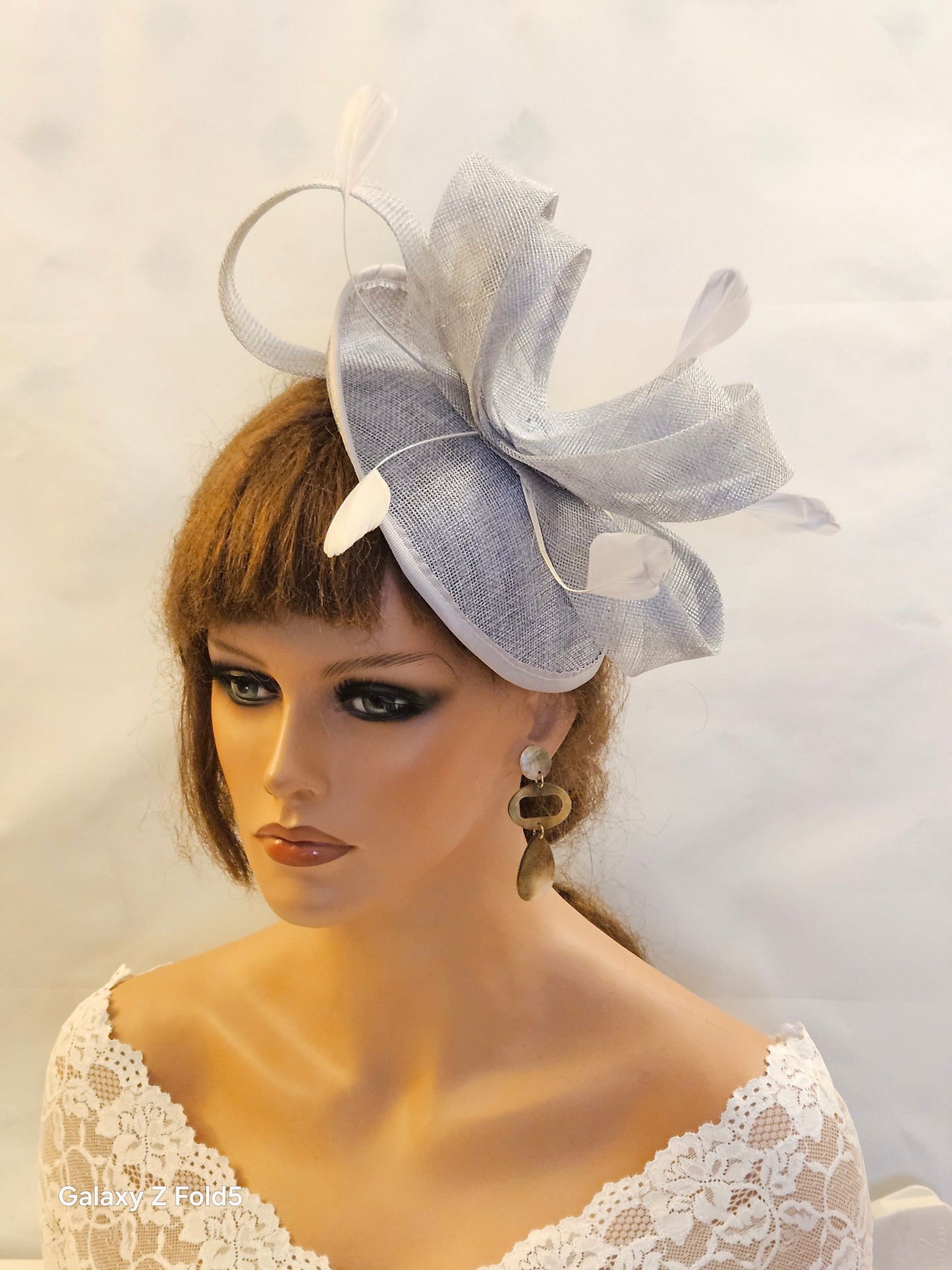 Ascot hat fascinator, Silver Grey wedding Fascinator