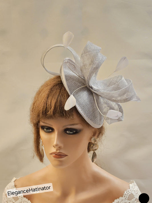 Ascot,Races, Wedding ,Cocktaill party Silver Fascinator hat