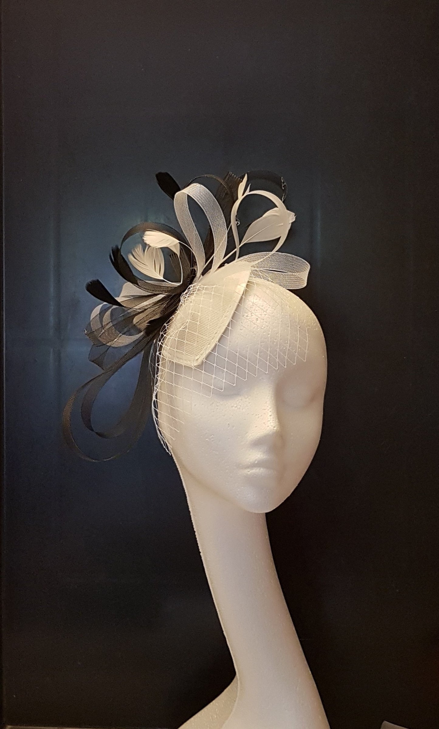Fascinator hat Black and white Teardrop Hat fascinator #Red,Brown,Blue,Purple,Tan Ascot hat Fascinator Wedding Race,Cocktail fascinator