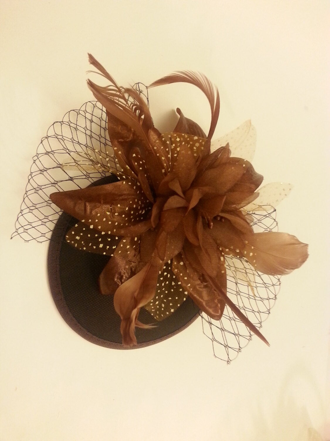 Hat fascinator, Vintage 40s 50s Hat, Brown Hat, Brown Feather fascinator , Race Cocktail hat, Ascot Hat, Cocktail hat, wedding headpiece