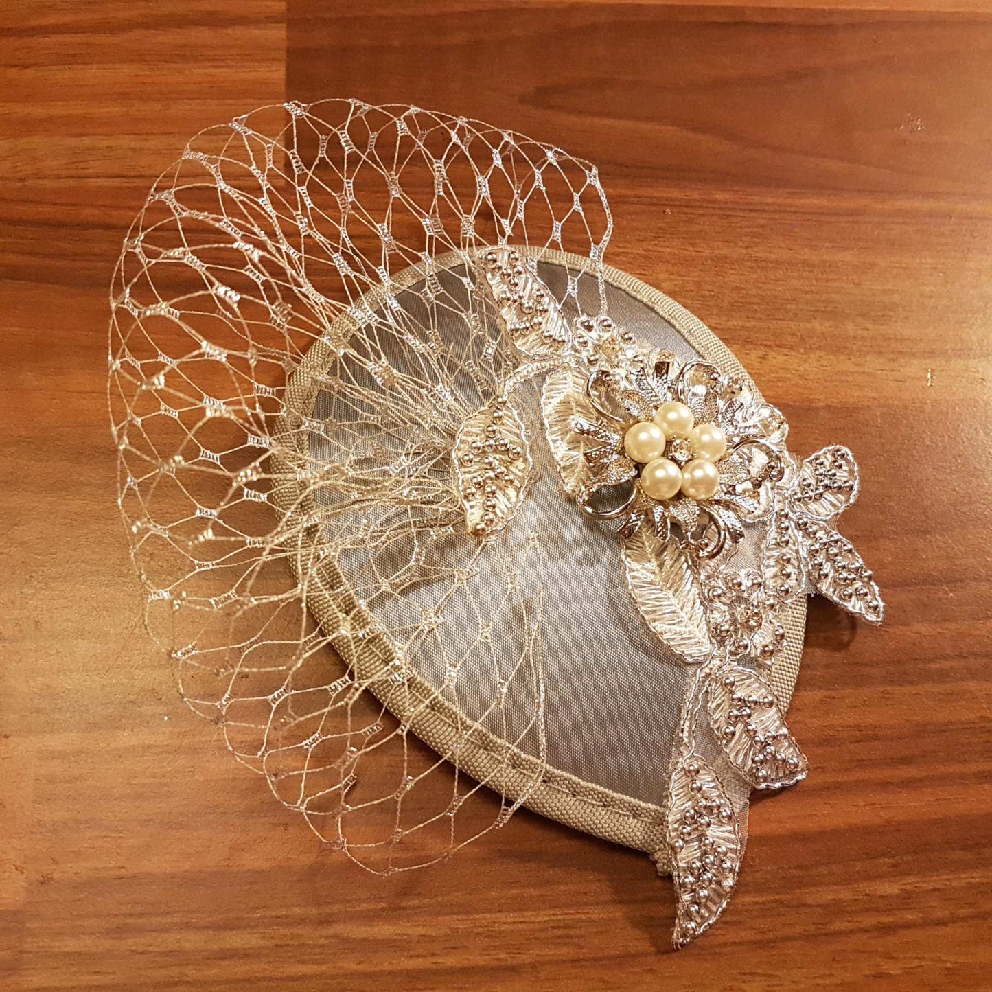 Bridal hat fascinator Metalic Silver mini hat Fascinator.