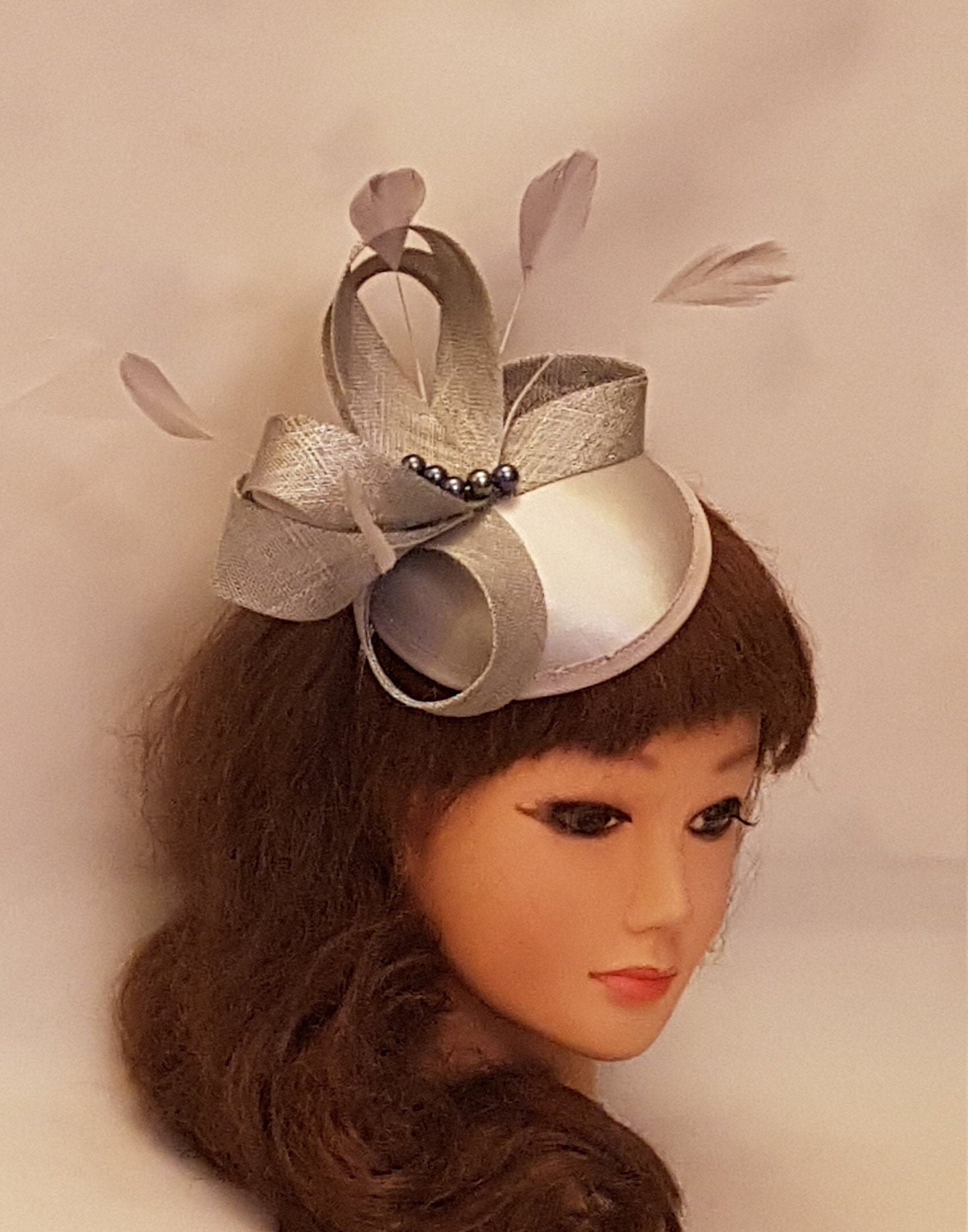 Silver Grey Fascinator Hat # Silver grey, Blush Pink, Navy, Ascot hat fascinator Wedding Race Cocktail Church hat fascinator
