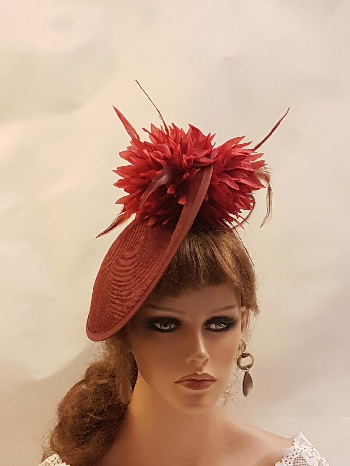 Fascinator BURGUNDY/MAROON Hat fascinator Feather #fascinator Wedding Race Cocktail Ladies day Ascot hat feather flower Maroon hatinator