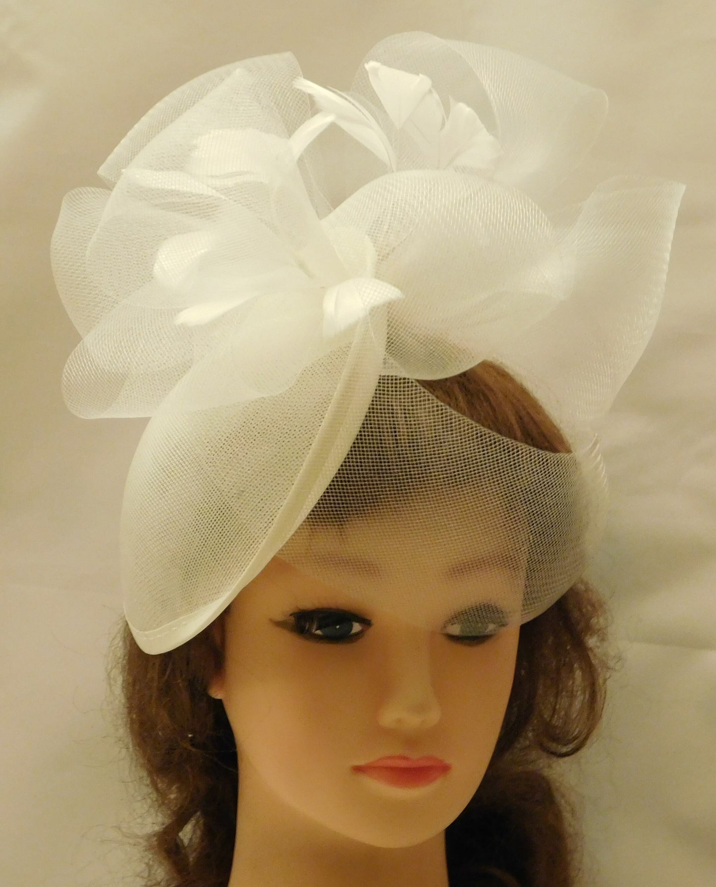 Ivory Hat fascinator #Ivory Wedding,Ascot hat fascinator,Cocktail,Christening Church Kentucky derby hat Feather fascinator Bridal fascinator