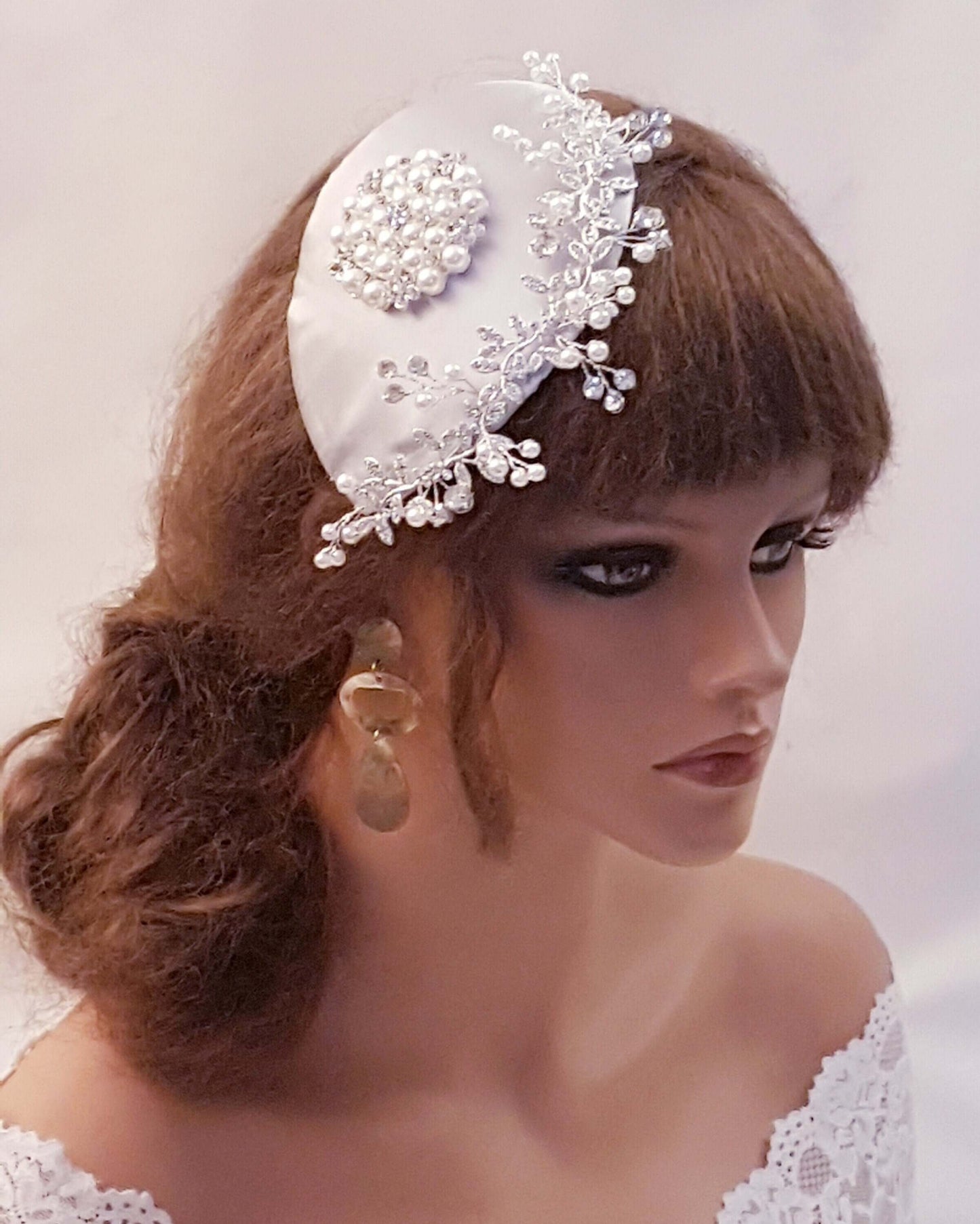 BRIDAL FASCINATOR Silver Grey,White,Ivory,Champagne Pale Pink wedding fascinator bridal accessory 2Pc birdcage veil & hat Bridal Fascinator