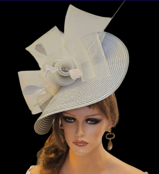 Silver grey mother of the bride hat fascinator
