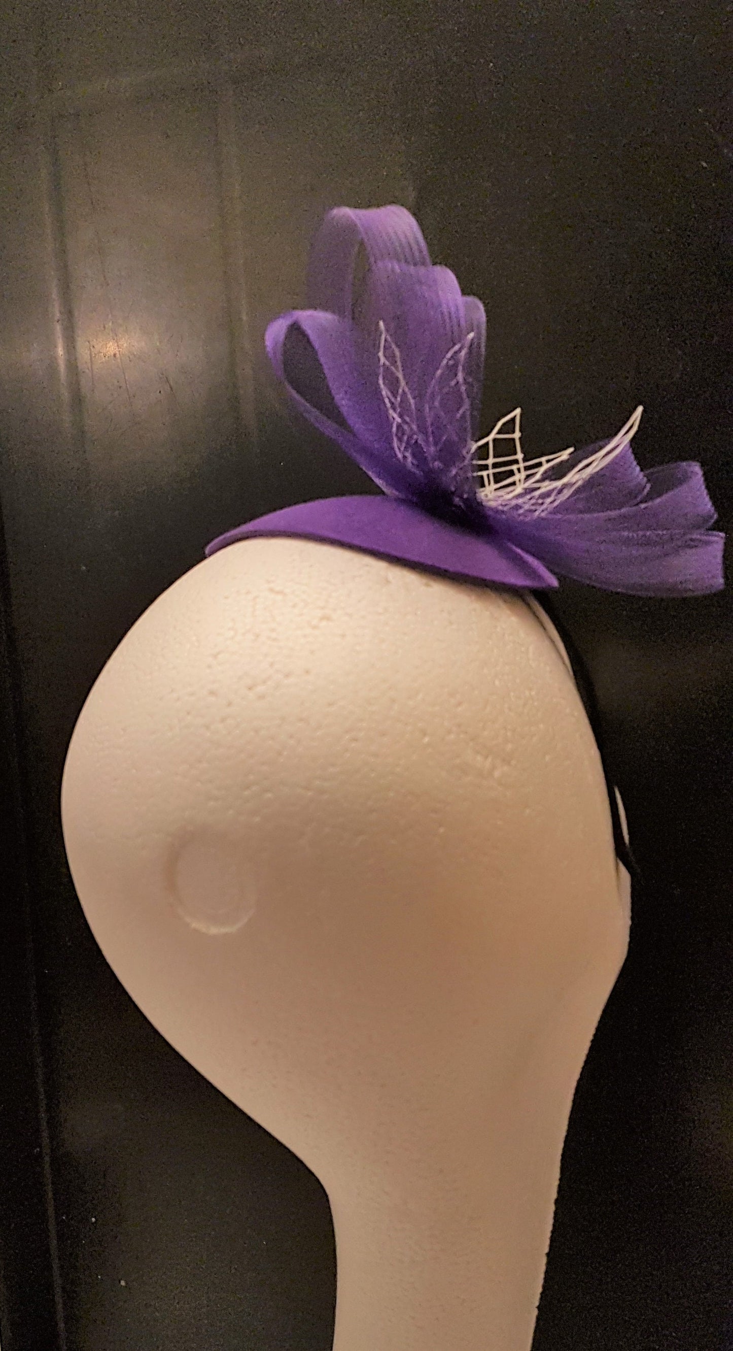 PURPLE FASCINATOR, Tear drop Hat fascinator # Purple hat fascinator