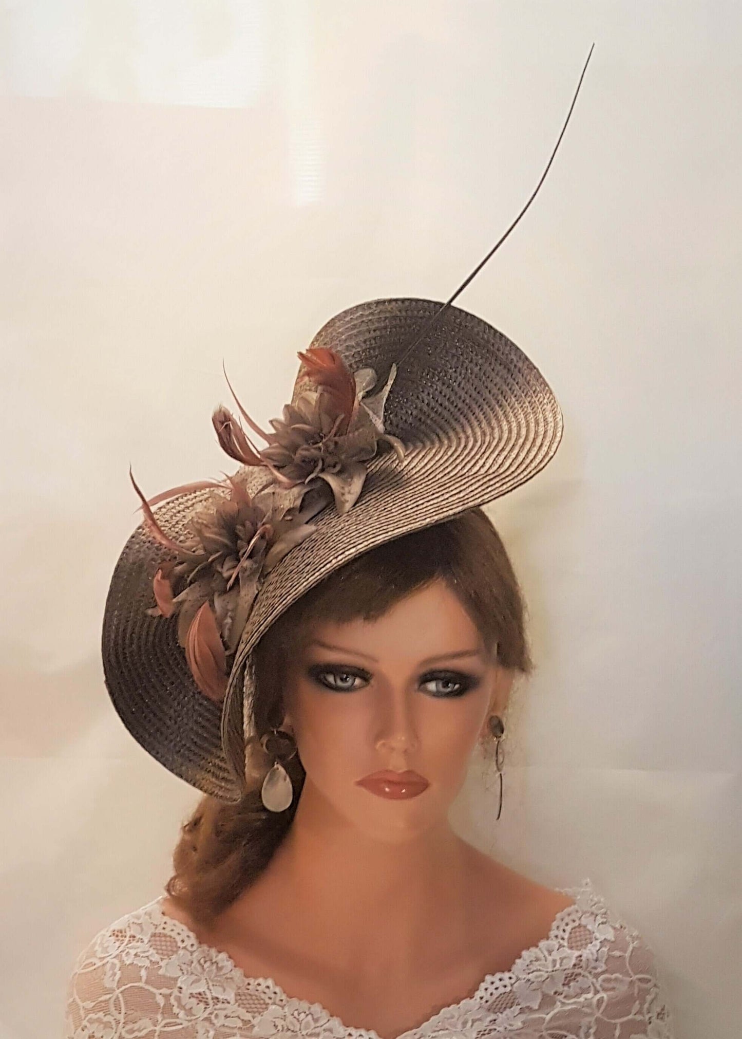 YELLOW & BLACK Fascinator Hat Large saucer Hatinator Ascot Wedding Mother of Bride/Groom Hatinator